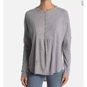 Gibsonlook High Low Heather Grey Long sleeve lightweight Top blouse Women Large